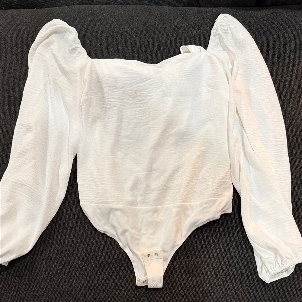 Lulu's Elegant White Long Sleeve Bodysuit